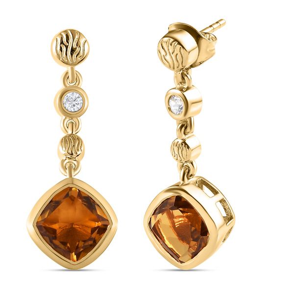 Champagner Triplett Quarz und Zirkon-Ohrh&auml;nger - 5,12 ct. image number 4