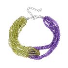 Peridot, Afrikanischer Amethyst Armband, ca. 19 cm mit 5 cm extender, 925 Silber rhodiniert ca. 100,00 ct.