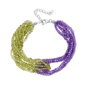 Peridot und afrikanisches Amethyst-Armband, 19 cm - 100 ct.