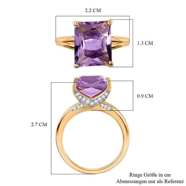 Rose De France Amethyst, Wei&szlig;er Zirkon Ring, 925 Silber Gelbgold Vermeil (Gr&ouml;&szlig;e 20.00) ca. 6.13 ct image number 7