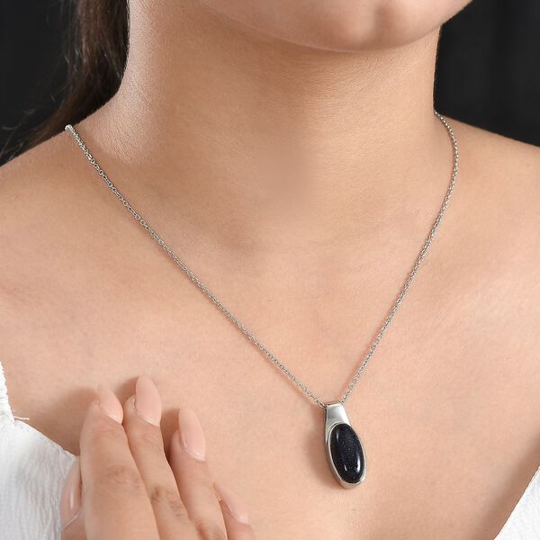 AAA blauer Sandstein-Anh&auml;nger mit 50cm Kette - 10,50 ct. image number 3