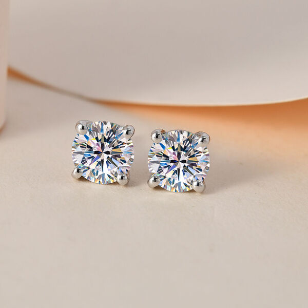 Moissanit Solitär Ohrstecker - 1,84 ct. image number 2