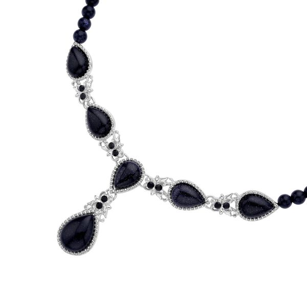 Blaue Sandstein Halskette ca. 45 cm  ca. 164.00 ct image number 3