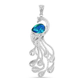 Pfau Quarz Triplette Anhänger 925 Silber ca. 6.40 ct