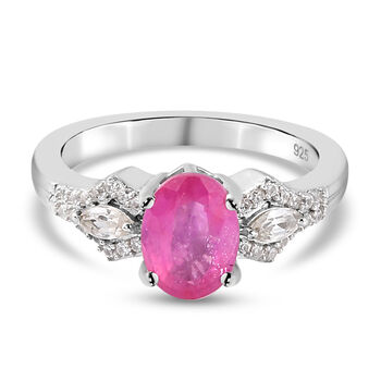 Premium Ilakaka Rosa Saphir und Zirkon Ring 925 Silber platiniert (Gr&ouml;&szlig;e 16.00)(Fissure gef&uuml;llt) ca. 2,24 ct
