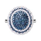 Blauer Diamant Ring, 925 Silber platiniert (Größe 17.00) ca. 1.50 ct
