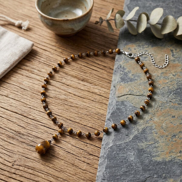 Tigerauge Halskette ca. 45 cm+ 5 cm Extender, ca. 95.00 ct image number 1