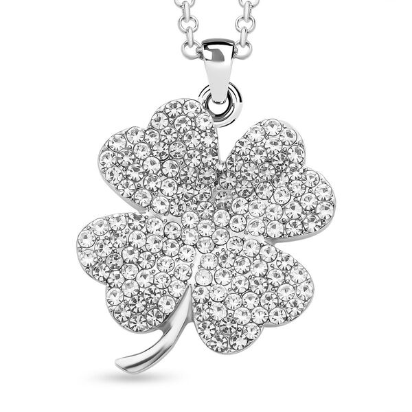 Wei&szlig;er Kristall-Kleeblatt-Anh&auml;nger mit Kette - 2,50 ct.