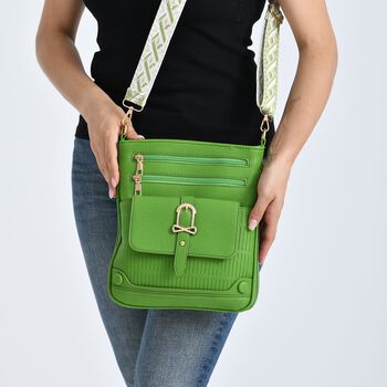 Elegante Umh&auml;ngetasche aus feinem Lederimitat mit Mehrfachf&auml;chern, 24x27cm, Olivgr&uuml;n