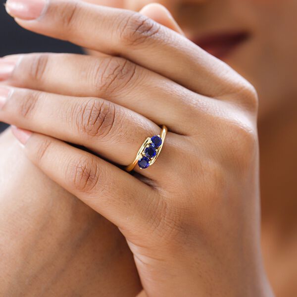 Masoala Saphir (Fissure gef&uuml;llt) Ring, 925 Silber vergoldet, (Gr&ouml;&szlig;e 17.00) ca. 1.26 ct image number 3