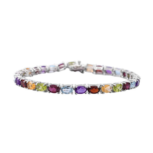 Mehrfarbiges Edelstein-Armband, ca. 20 cm, 925 Silber platiniert ca. 14,48 ct image number 0