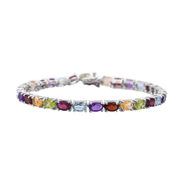 Mehrfarbiges Edelstein-Armband, ca. 20 cm, 925 Silber platiniert ca. 14,48 ct image number 0