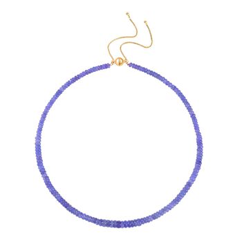 Tansanit Halskette ca. 45 cm 925 Silber vergoldet ca. 143.00 ct