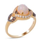 Natürlicher Äthiopischer Opal, Champagner und Weißer Zirkon Ring 925 Silber vergoldet  ca. 1,90 ct image number 2