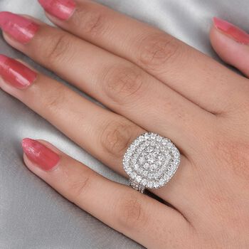 LUSTRO STELLA Hergestellt mit ZIRKONIA Cluster Ring 925 Silber Platin-&Uuml;berzug (Gr&ouml;&szlig;e 16.00) ca. 4,32 ct