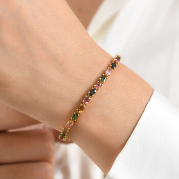 D'Joy AA Mehrfarbig-Turmalin Armband ca. 19 cm 925 Silber 750 Gelbgold vermeil ca. 7,49 ct.