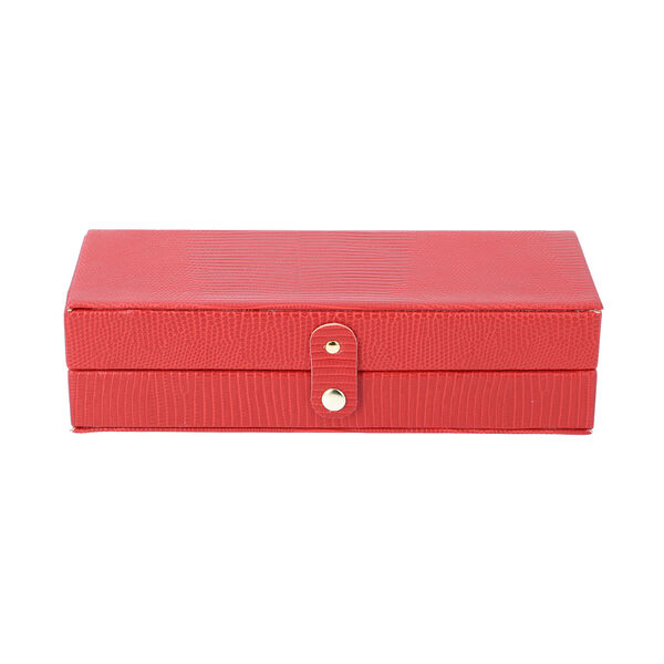 Schmuck Organizer mit Krokopr&auml;gung, Spiegel und F&auml;cher, 23,5x18,5x8,5 cm, Rot image number 2