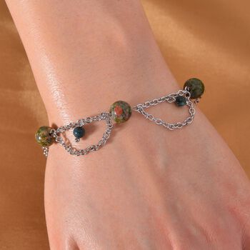 Unakite Armband ca. 19 cm 316L Edelstahl ca. 20.00 ct