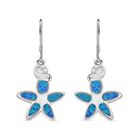 Simulierter Blauer Opal, Weißer Zirkonia Ohrringe 925 Silber rhodiniert