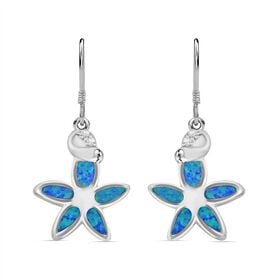 Simulierte blaue Opal und Zirkonia florale Ohrringe