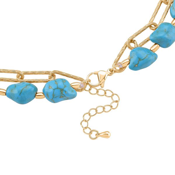 Blauer Howlit Halskette, flexibel, vergoldet ca. 130.00 ct image number 4