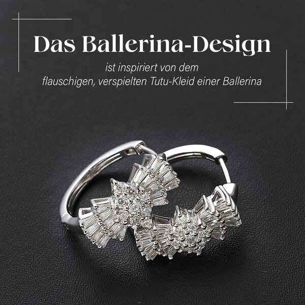 Moissanit Ballerina Creolen, 925 Silber rhodiniert - 1,93 ct. image number 2