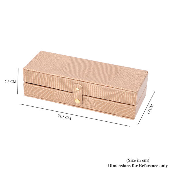 Schmuck Organizer mit Krokopr&auml;gung, Spiegel und F&auml;cher, 23,5x18,5x8,5 cm, Elfenbein image number 3