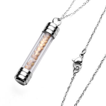 Senfkorn Anh&auml;nger mit Kette, ca. 50 cm, 316L Edelstahl 0.20 ct