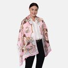 LA MAREY - 100% nat&uuml;rlicher, bedruckter Maulbeerseiden-Schal in Geschenkbox, 55x170 cm, Rosa