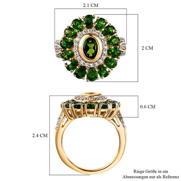Natürlicher Chromdiopsid-Ring, 925 Silber Gelbgold Vermeil  ca. 4,60 ct image number 8