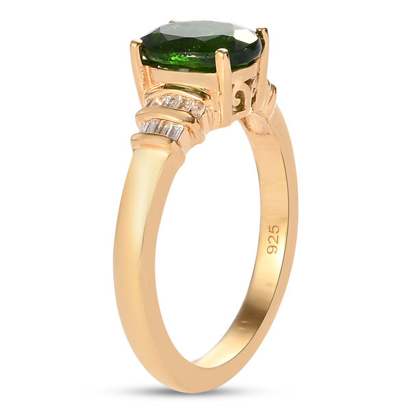 natürlicher Chromdiopsid und Diamant Ring 925 Silber vergoldet image number 5