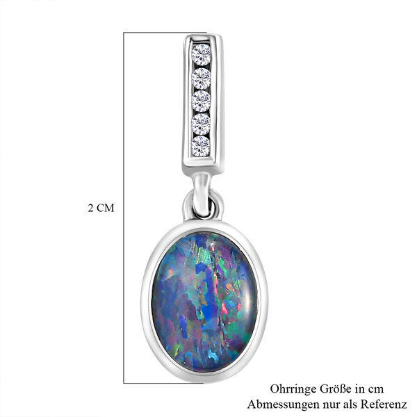 Boulder Opal Triplett und Zirkon-Ohrh&auml;nger in Silber image number 5