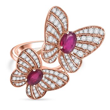 GP Trionfo Kollektion - AA Afrikanischer Rubin (Fissure gef&uuml;llt) Ring 925 Silber 750 Ros&eacute;gold Vermeil (Gr&ouml;&szlig;e 17.00) ca. 3.76 ct