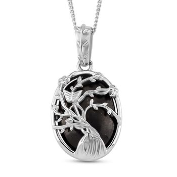 D'Joy Shungit Schmuckset ca. 45 cm 925 Silber rhodiniert ca. 7,11 ct.