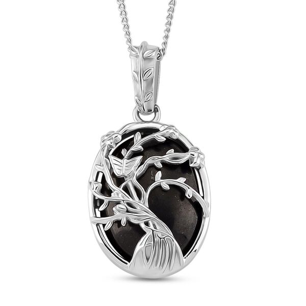 D'Joy Shungit Schmuckset ca. 45 cm 925 Silber rhodiniert ca. 7,11 ct.