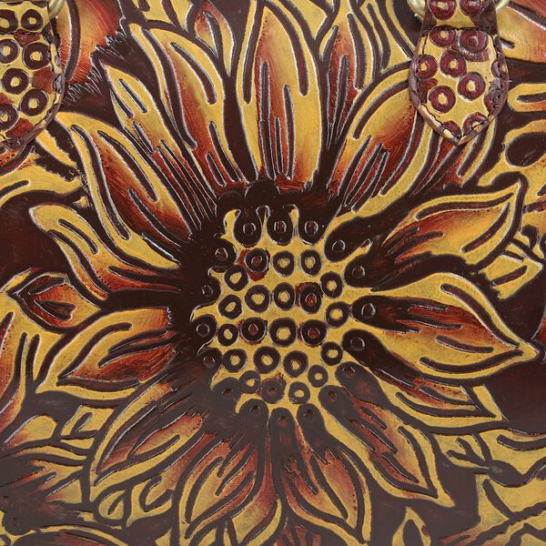 Handbemalte Leder Crossbody Tasche, 31.9 x 6.35 x 19.4 cm, Braun image number 7