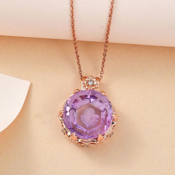GP Italian Garden Kollektion- Rose De France Amethyst, Zirkon und blauer Saphir-Anhänger mit 50cm Kette - 24,27 ct. image number 2