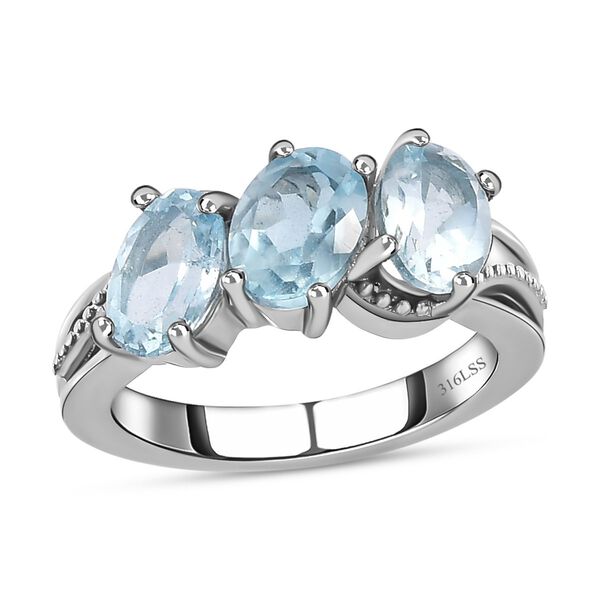 Himmelblauer Topas-Ring, (Größe 16.00) Edelstahl, ca. 2,74 ct image number 4