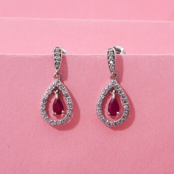 Burma-Rubin und Zirkon Ohrringe - 0,85 ct.