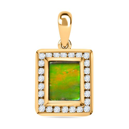 Ammolit, Weißer Zirkon Anhänger 925 Silber 750 Gelbgold Vermeil ca. 2,74 ct. image number 0