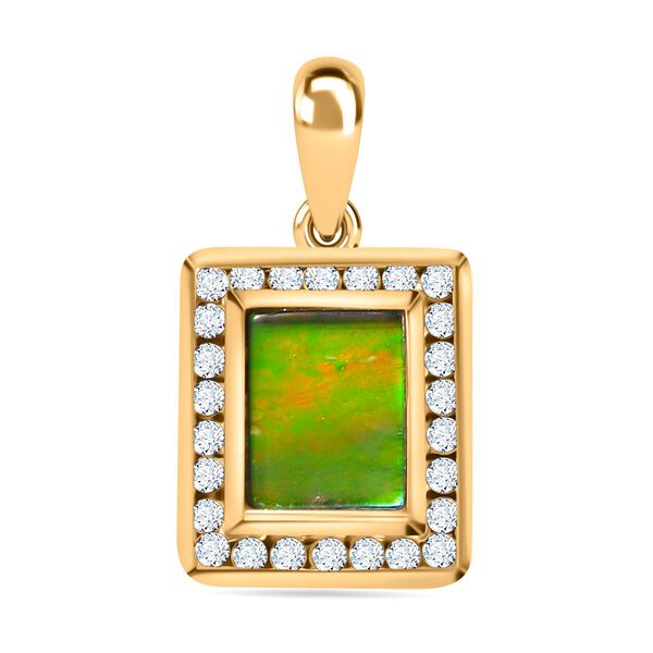 Ammolit, Weißer Zirkon Anhänger 925 Silber 750 Gelbgold Vermeil ca. 2,74 ct. image number 0