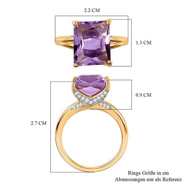Rose De France Amethyst, Weißer Zirkon Ring, 925 Silber Gelbgold Vermeil (Größe 18.00) ca. 6.13 ct image number 7
