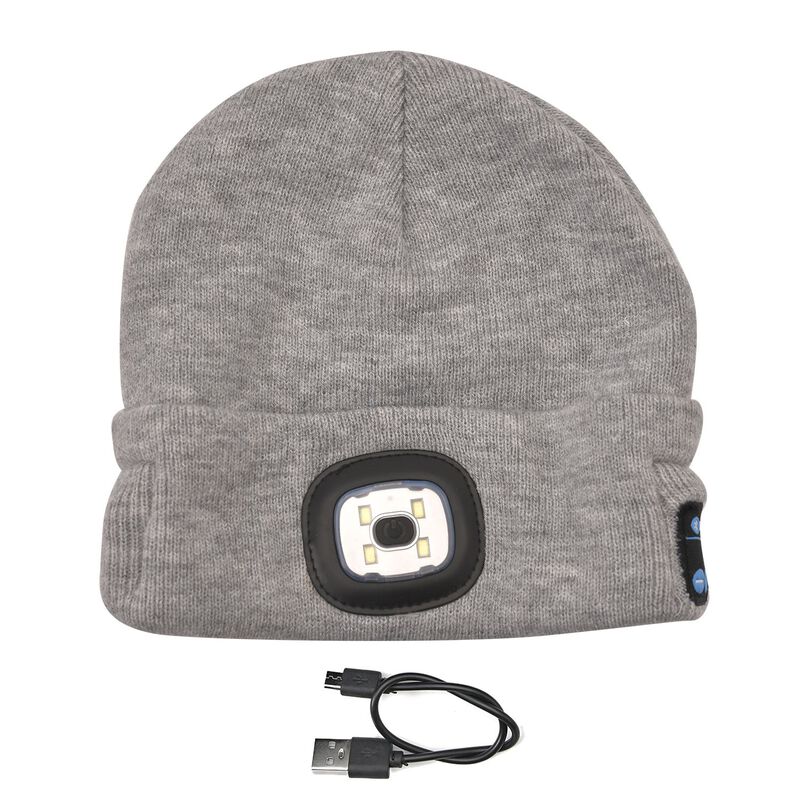 Vielseitige Strickmütze mit Bluetooth und eingebautem LED-Licht, 21x28cm, grau image number 0