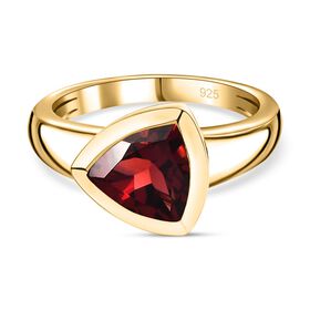 Mosambik Granat Ring, 925 Silber Gelbgold Vermeil, (Größe 21.00) ca. 2.69 ct
