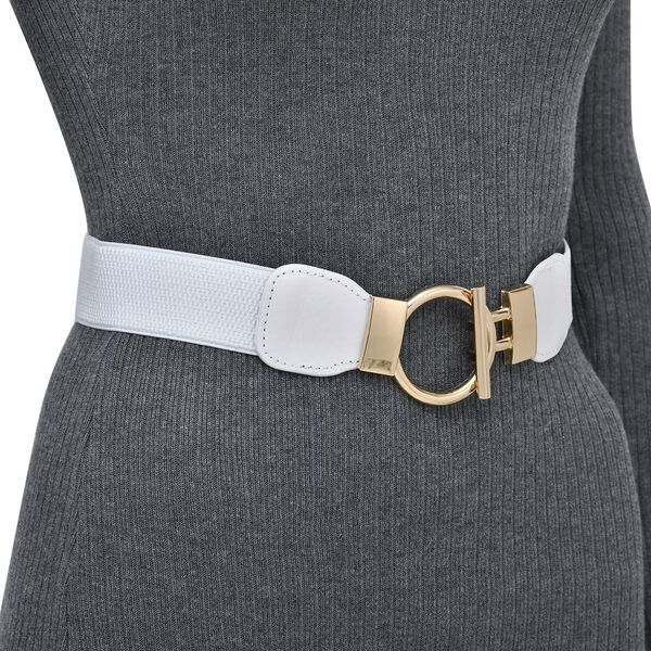 Modischer G&uuml;rtel mit Metallschnalle, Gr&ouml;&szlig;e 4x75 cm, gewebt, Wei&szlig; image number 3