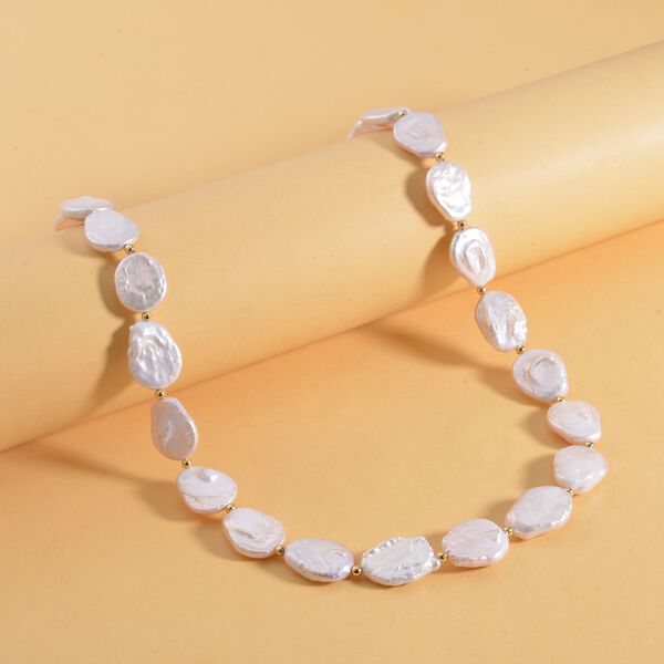 14-16mm wei&szlig;e S&uuml;&szlig;wasserperlen-Halskette image number 2