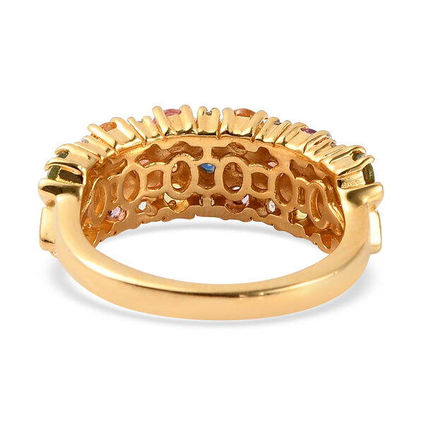 Mehrfarbiger Saphir und Zirkon-Ring, 925 Silber Gelbgold Vermeil  ca. 1,82 ct image number 6