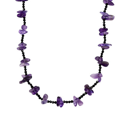 Afrikanischer Amethyst, Schwarzer Spinell Kette 91 cm ca. 255.00 ct
