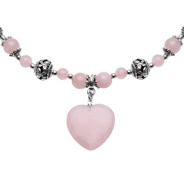 Rosenquarz Halskette in Silberton, 101,00 ct. image number 2