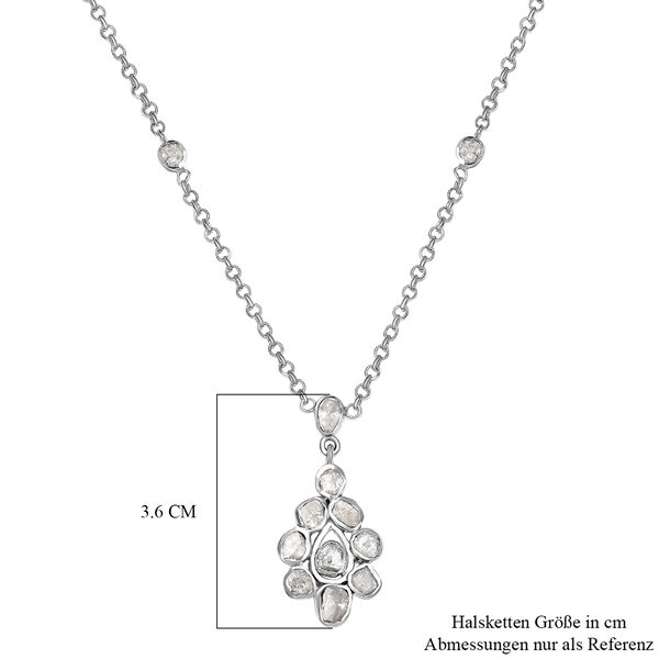 Handgearbeitete, nat&uuml;rliche Polki Diamant-Halskette, 45 cm - 1 ct. image number 5